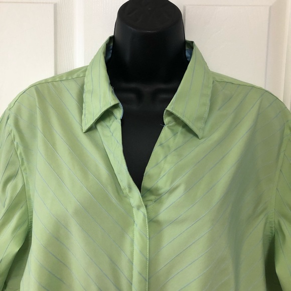 DCC women green and blue striped blouse size 1X - Picture 2 of 8